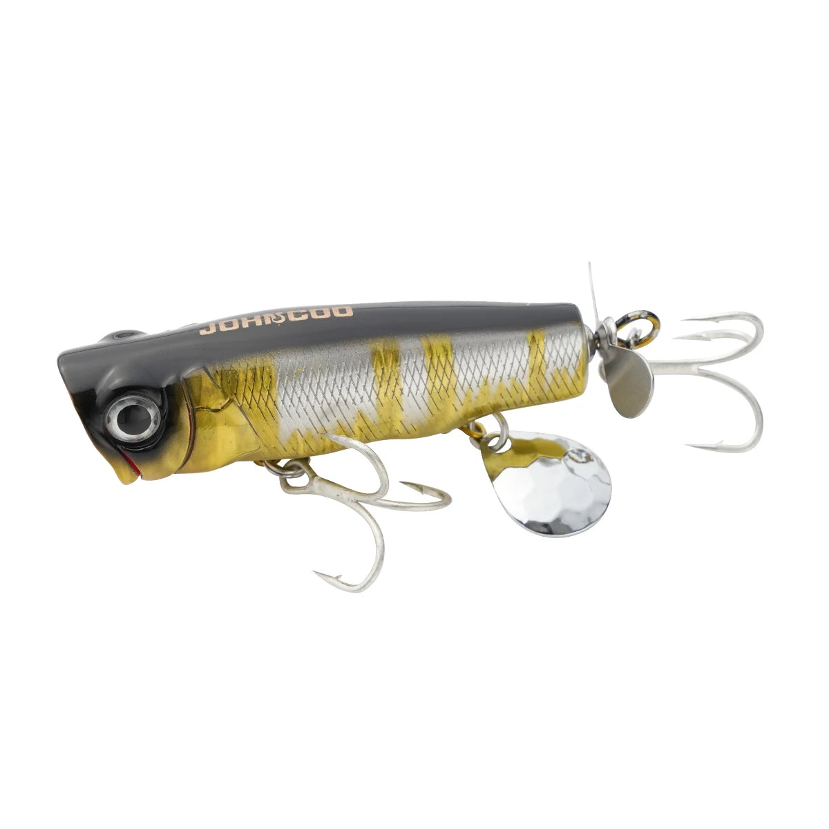 Johncoo 8cm  14g Popper fishing lure Floating Lure Topwater lure Wobblers bait Bass bait with Propeller