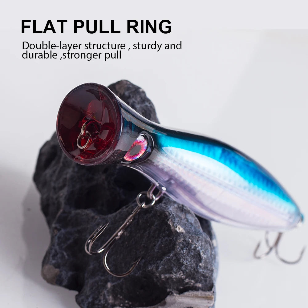 Hanlin Topwater Popper 120mm/40g  Floating Water Trolling Hard Plastic Baits Wobblers Artificial Fishing Lures Bass Pike Tackle