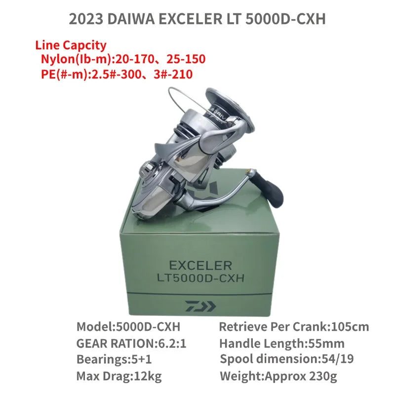 2023 DAIWA EXCELER LT 1000D-XH 2000S-XH 2500 2500D 2500-XH 3000-C 4000D-CXH 5000-C 5000-CXH 6000D Spinning Fishing Reels