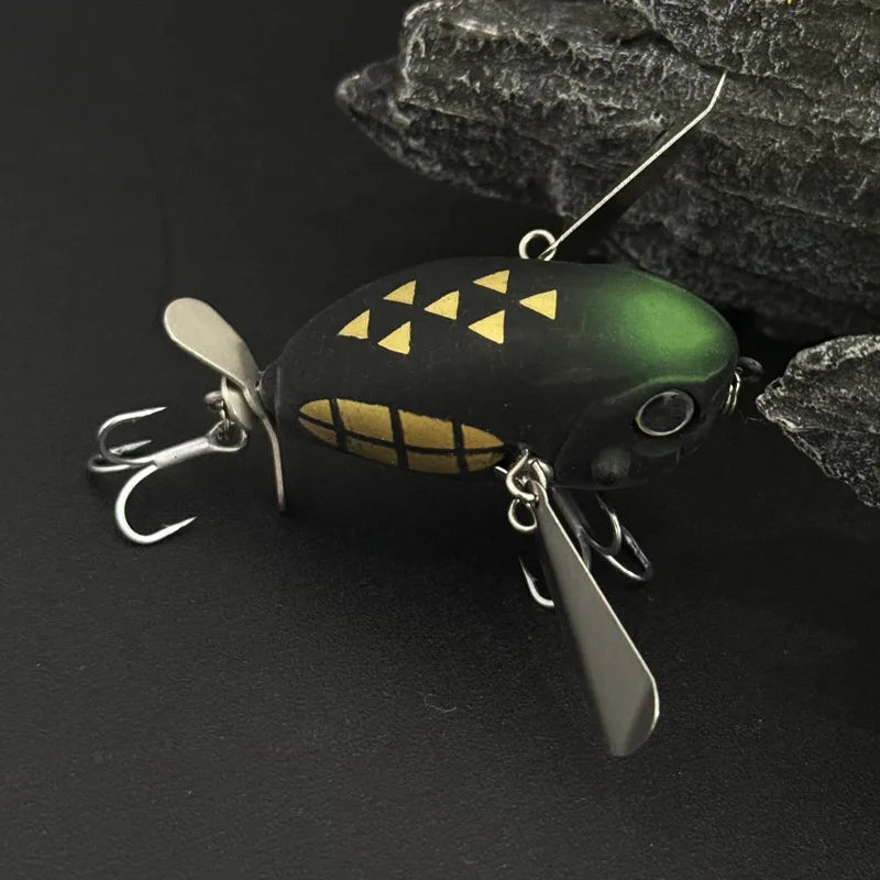 BILLINGS 1pc Floating Micro Surface Cicada Lure 45mm/7g Artificial Lures Metal-Blade Double-Hook Bait Fishing Accessories