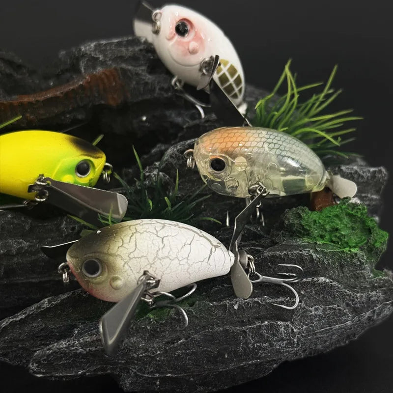 BILLINGS 1pc Floating Micro Surface Cicada Lure 45mm/7g Artificial Lures Metal-Blade Double-Hook Bait Fishing Accessories