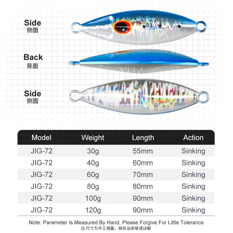 OBSESSION J72 Slow Bee Micro Slow Jig 30g 40g 60g 80g 120g Pitch Jigging Spoon Lures Shore Saltwater Casting Fishing Jig Bait