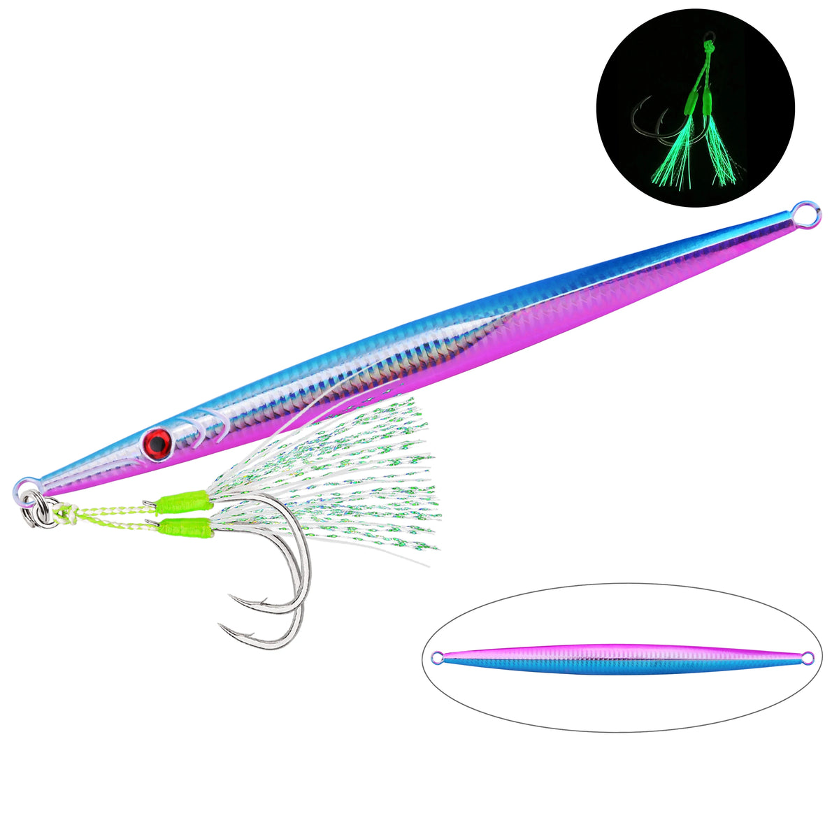 1Pc 60g 80g 100g 160g 250g 300g Luminous Metal Fishing Jig Iron Plate Long Cast Fast Sinking Trolling Hard Lure