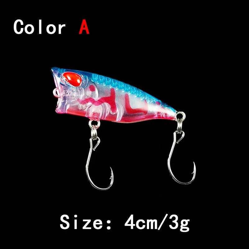 New 1pcs 4cm 3g mini Popper Hard Bait Minnow Fishing Lure Crankbait Wobbler Tackle Isca Poper Floating Top Water pike Lures