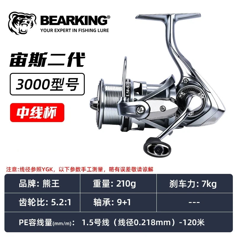 BEARKING Zeus Gen2 9+1BB 5.2:1 Spinning Reel Zero Gear Vibration Stainless Bearing High Temp Carbon Drag Micro All-round Fishing