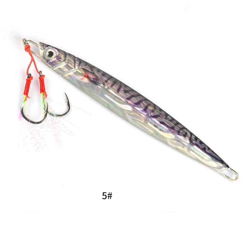 3D Metal Jig 60g 80g 100g 120g 150g 200g Sea Biomimetic Fish Iron Plate Bait Wobbler Fishing Lure Artificial Ocean Boat Fishing