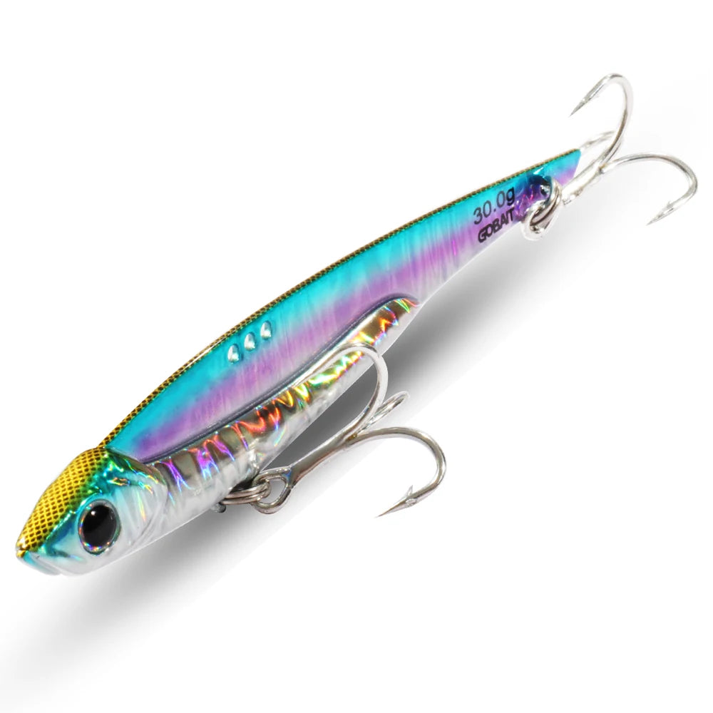 GOBAIT VIB Fishing Lure 20g 25g 30g Metal Jig Sinking Blade Treble Hook Spinner Spoon Cast RATION Carbon Steel Tackle Hard Bait