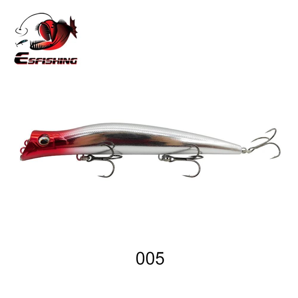 ESFISHING Floating Fishing Lures Surface Popper Darter King 13cm 17.5g Two Dive Professional Hard Baits Top Water