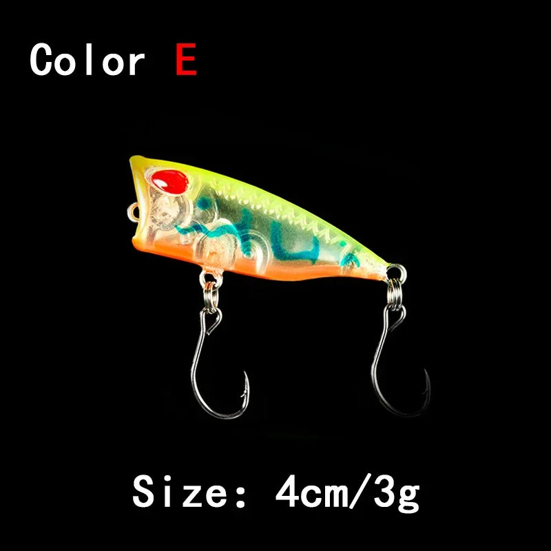 New 1pcs 4cm 3g mini Popper Hard Bait Minnow Fishing Lure Crankbait Wobbler Tackle Isca Poper Floating Top Water pike Lures