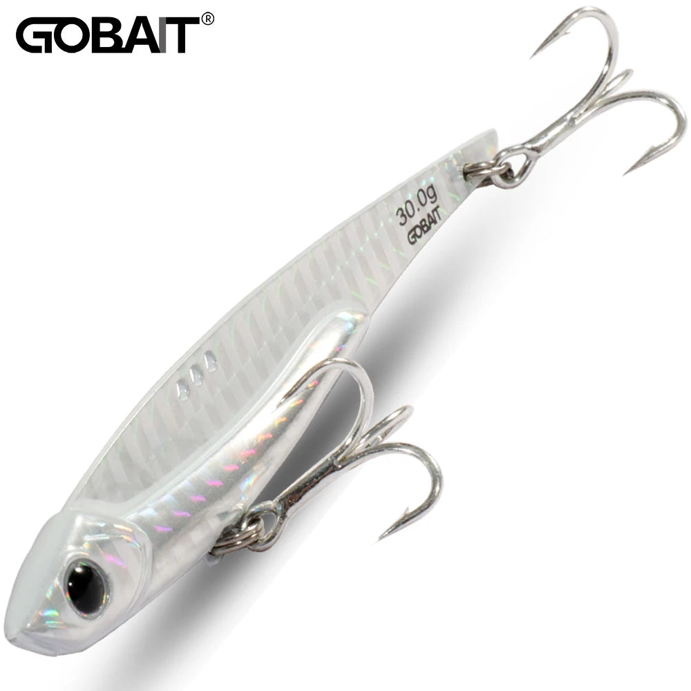 GOBAIT VIB Fishing Lure 20g 25g 30g Metal Jig Sinking Blade Treble Hook Spinner Spoon Cast RATION Carbon Steel Tackle Hard Bait