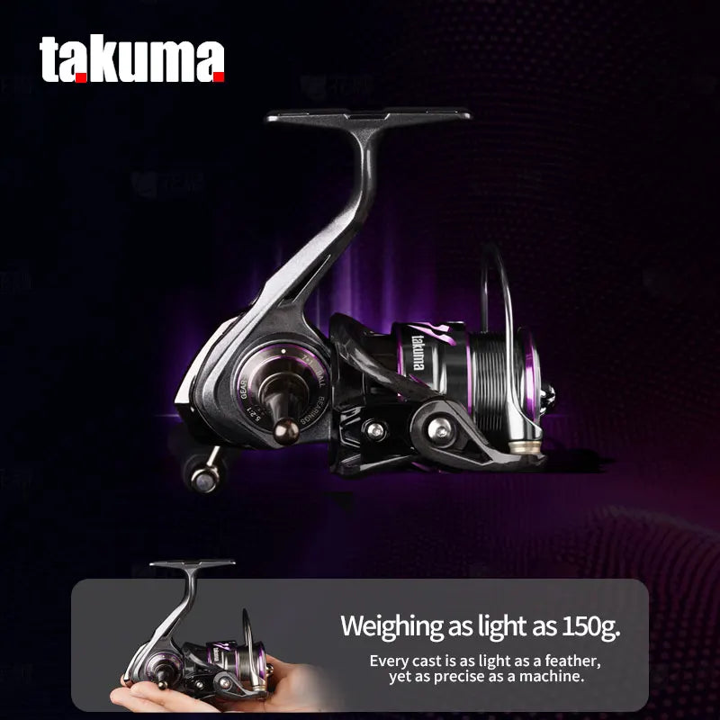 Takuma Lingxi Spinning Reel 7+1 Ball Bearings Lightweight Bait Casting Metal Carbon Fiber Left Hand 5kg Max Drag Freshwater