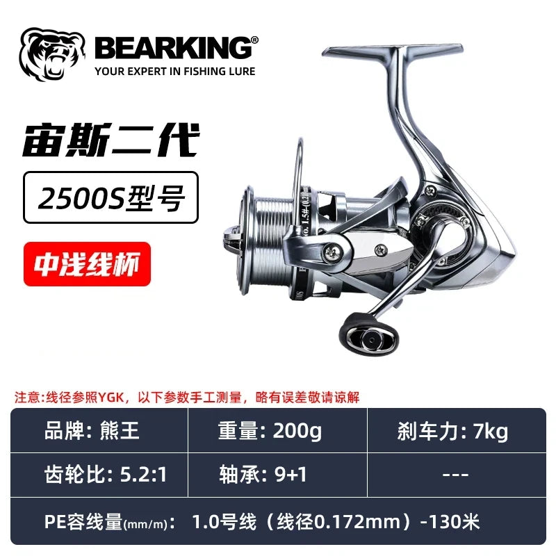 BEARKING Zeus Gen2 9+1BB 5.2:1 Spinning Reel Zero Gear Vibration Stainless Bearing High Temp Carbon Drag Micro All-round Fishing