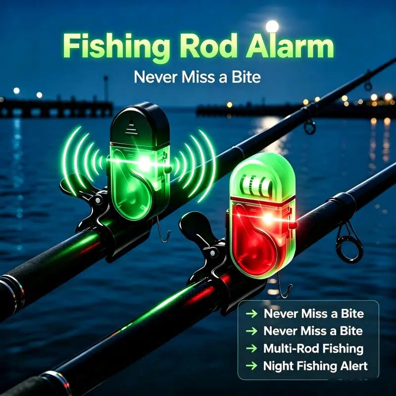 1/2Pcs Clip‑on Fishing Bite Alarm LED Sound Flash Buzzer Silicone Anti‑scratch Clip Night Fishing Alert Bell for Fishing Rod