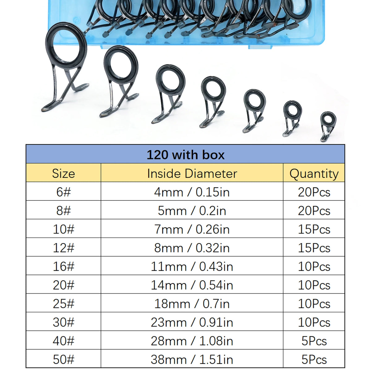 9KM Fishing Rod Guide 8~120Pcs Spinning Rod Repair Kit Stainless Steel Casting Rod Building Ceramics Ring Rod Replacement Set