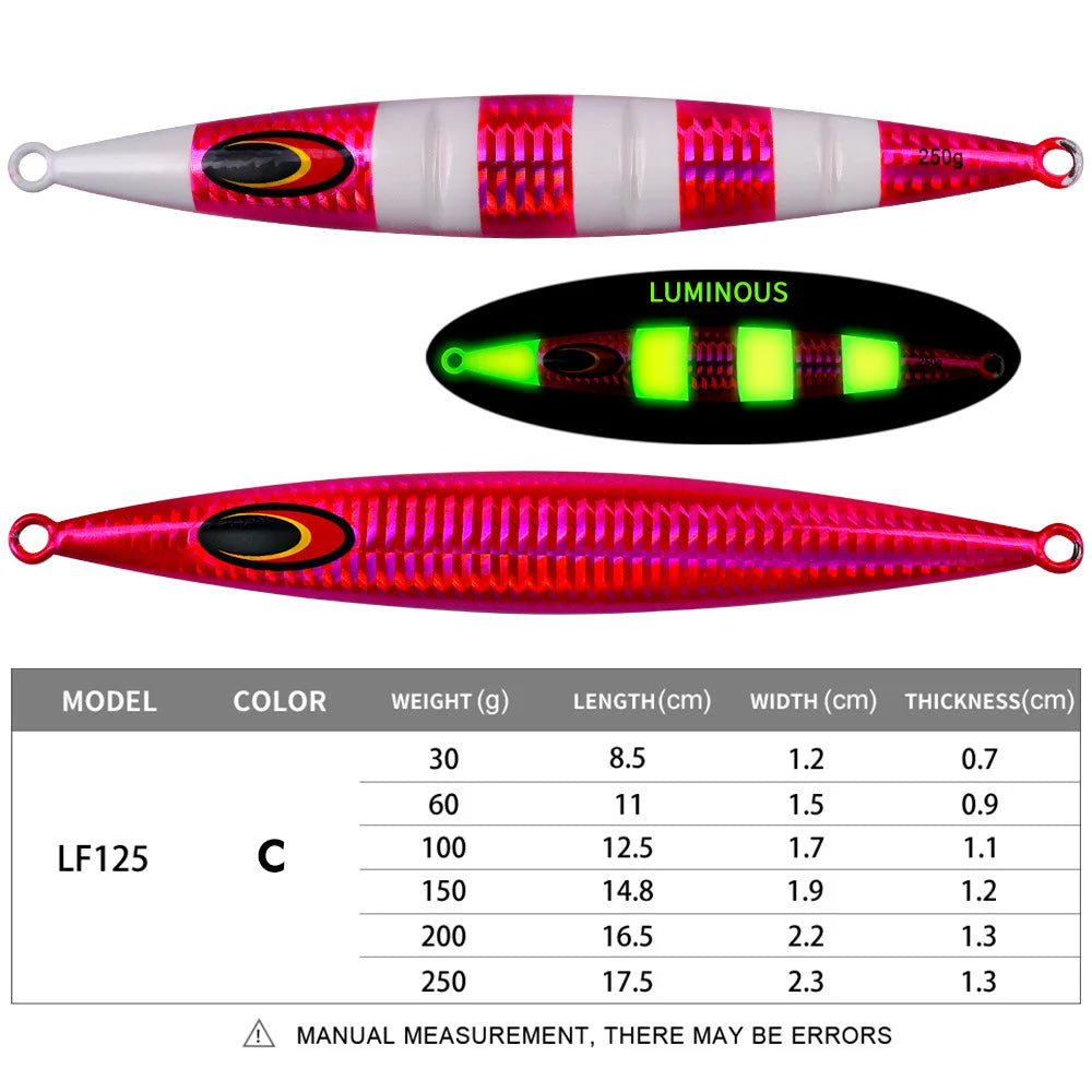 30g 60g 100g 150g 200g 250g Deep-sea Boat Fishing Sardine Slider Jigging Lure Long Cast Metal Jig Fishing Lure Sea Fishing Jigs