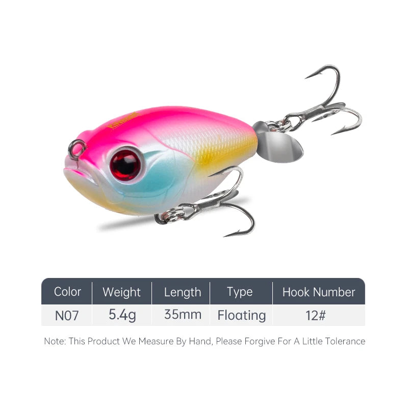 Kingdom Fishing Lure GoldPop Topwater Whopper Popper 35mm 5.4g Floating Wobbler Artificial Hard Bait with Propeller Fishing Pike
