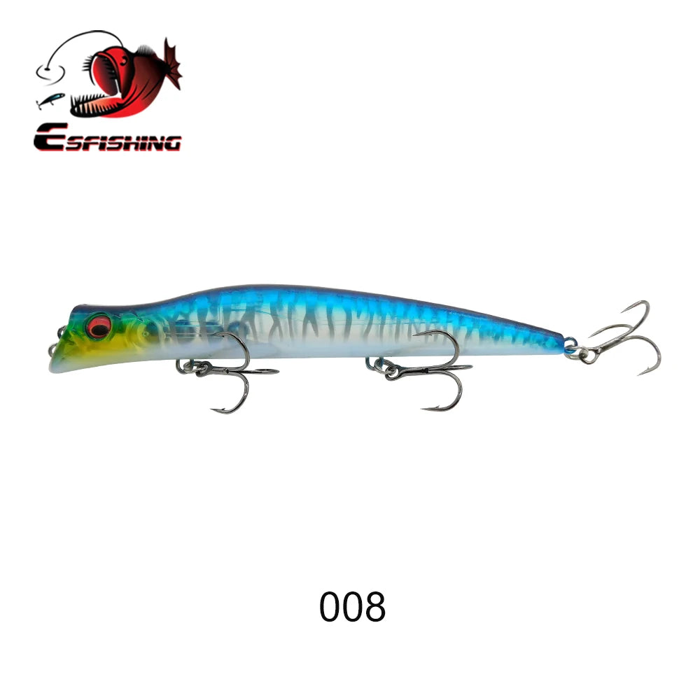 ESFISHING Floating Fishing Lures Surface Popper Darter King 13cm 17.5g Two Dive Professional Hard Baits Top Water