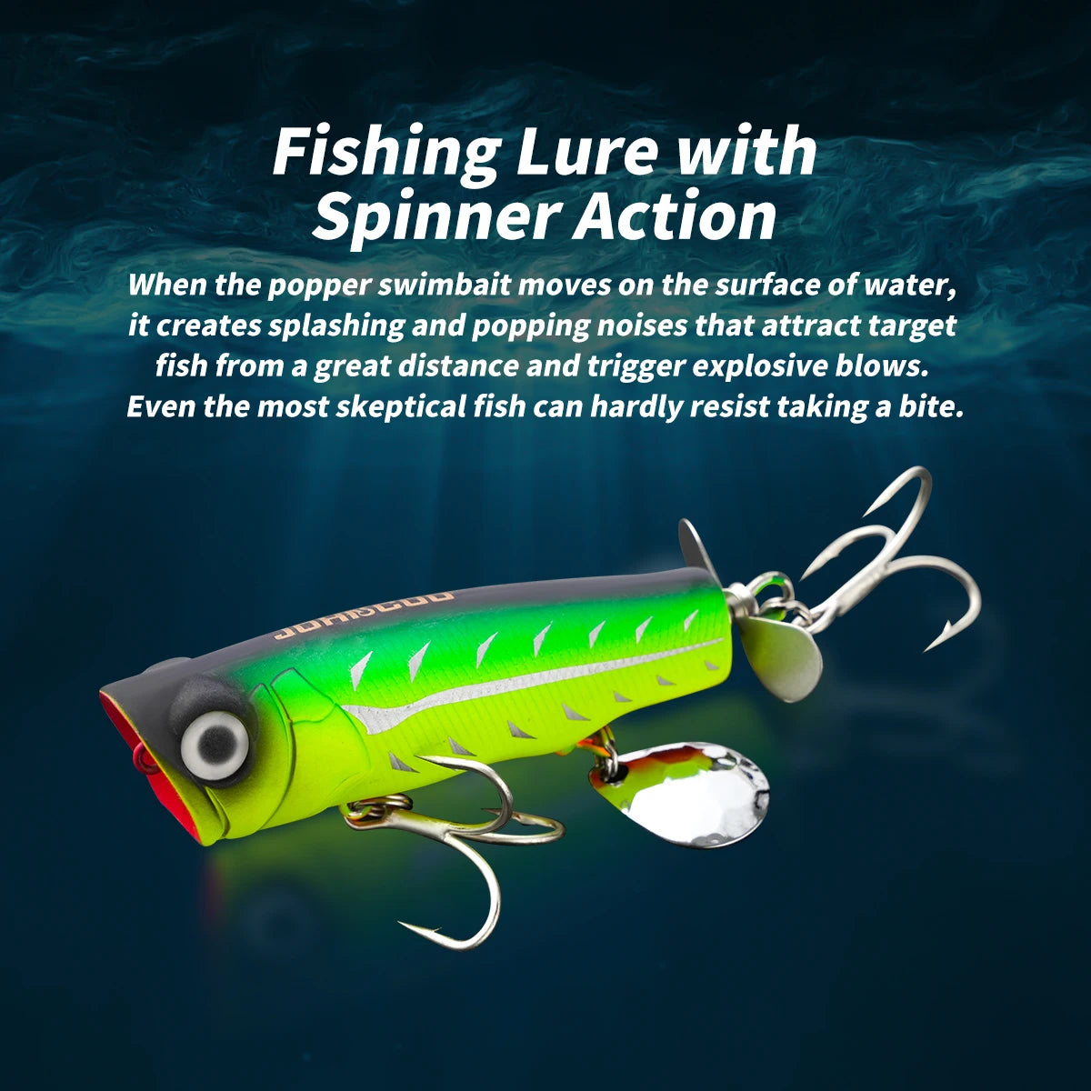 Johncoo 8cm  14g Popper fishing lure Floating Lure Topwater lure Wobblers bait Bass bait with Propeller