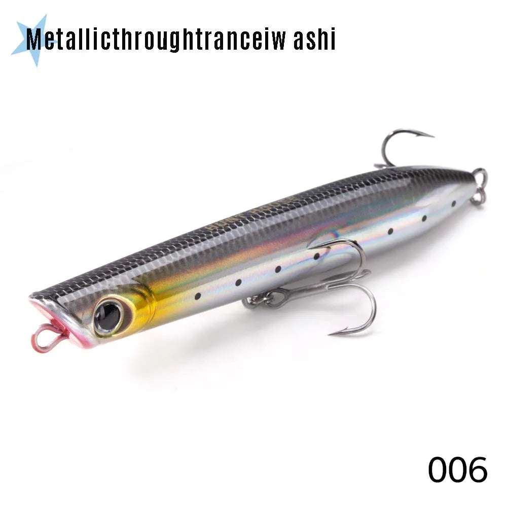 Hunthouse Surface Popper Floating Fishing Lure 130mm 30g Topwater Hard Bait Walk The Dog Saltwater For Tuna Fish Tackle