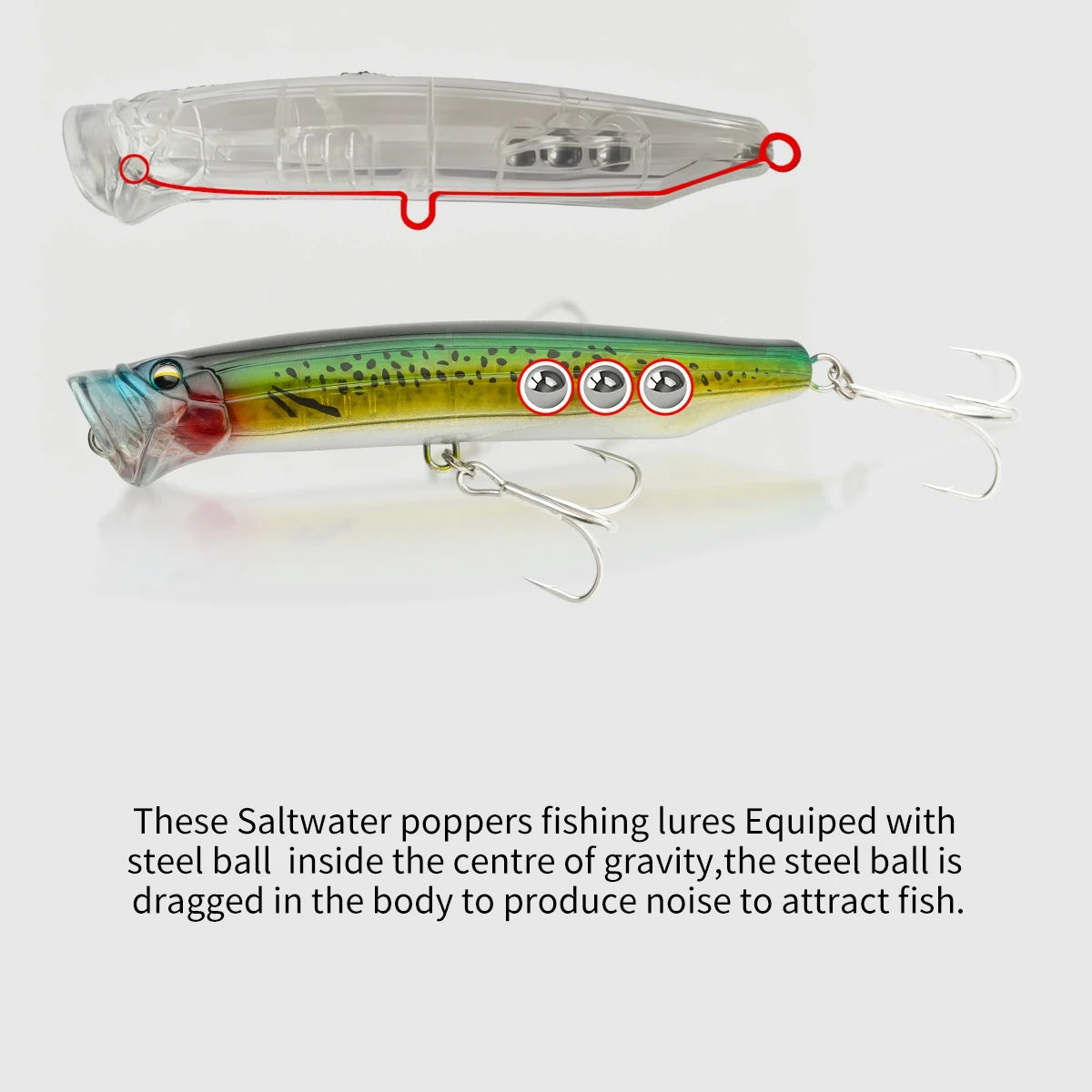 12cm 29g Topwater Popper Fishing Lure  Saltwater Artificial Hard Bait for Tuna Sea Surface Lure Hard Bait