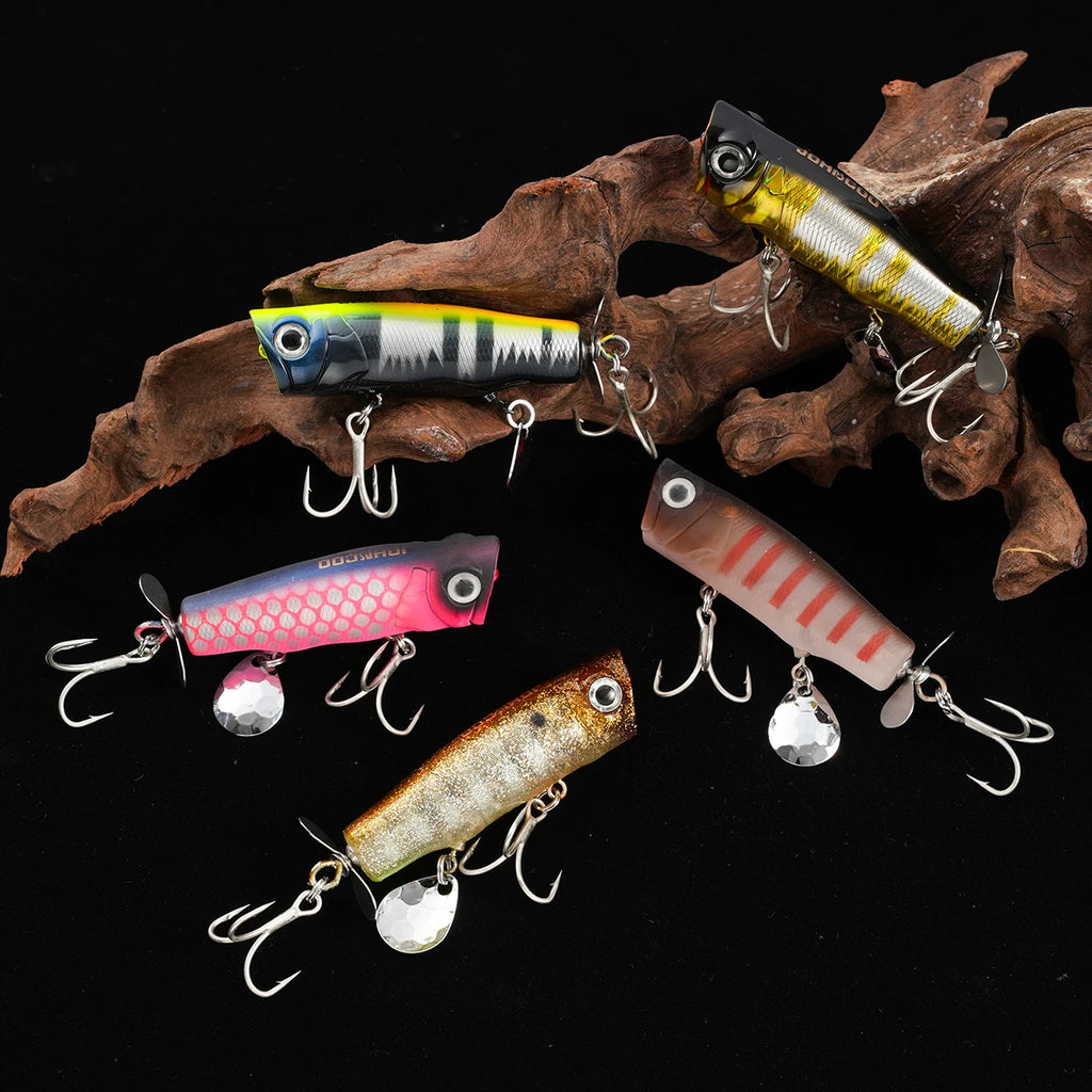 Johncoo 8cm  14g Popper fishing lure Floating Lure Topwater lure Wobblers bait Bass bait with Propeller