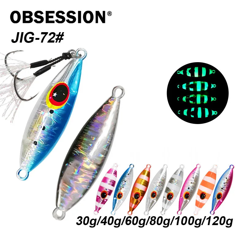 OBSESSION J72 Slow Bee Micro Slow Jig 30g 40g 60g 80g 120g Pitch Jigging Spoon Lures Shore Saltwater Casting Fishing Jig Bait
