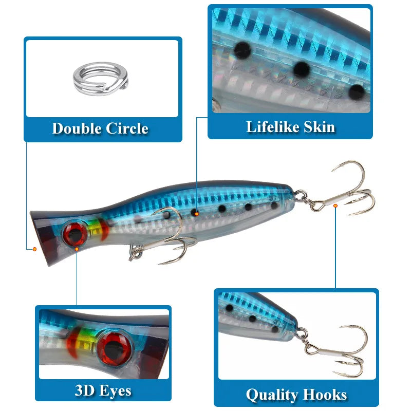 Popper Fishing Lures Weights 40g Large Poppers Top Water Lure Isca Artificial Hard Bait Fishing Tackle Articulos De Pesca