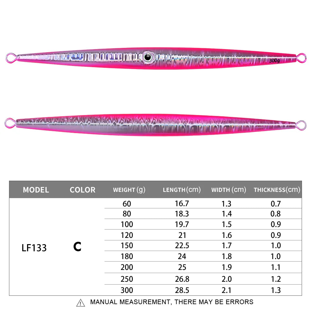 Fast Sinking Iron Plate Fishing Hard Lure Baits Trolling Tackle 1pcs 60g-300g Luminous Effect Metal Slow Jig Lure Jigging