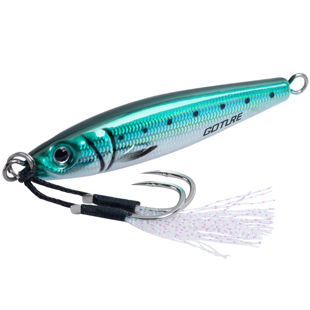 Goture Metal Sinking Bait 30g 60g 80g 100g 150g Large Vertical Metal Jigs Deep Sea Fishing Lure Saltwater Jigging Lure Hard Bait