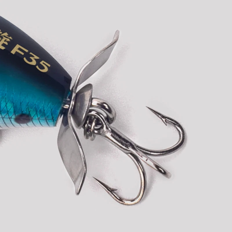 Kingdom Fishing Lure GoldPop Topwater Whopper Popper 35mm 5.4g Floating Wobbler Artificial Hard Bait with Propeller Fishing Pike