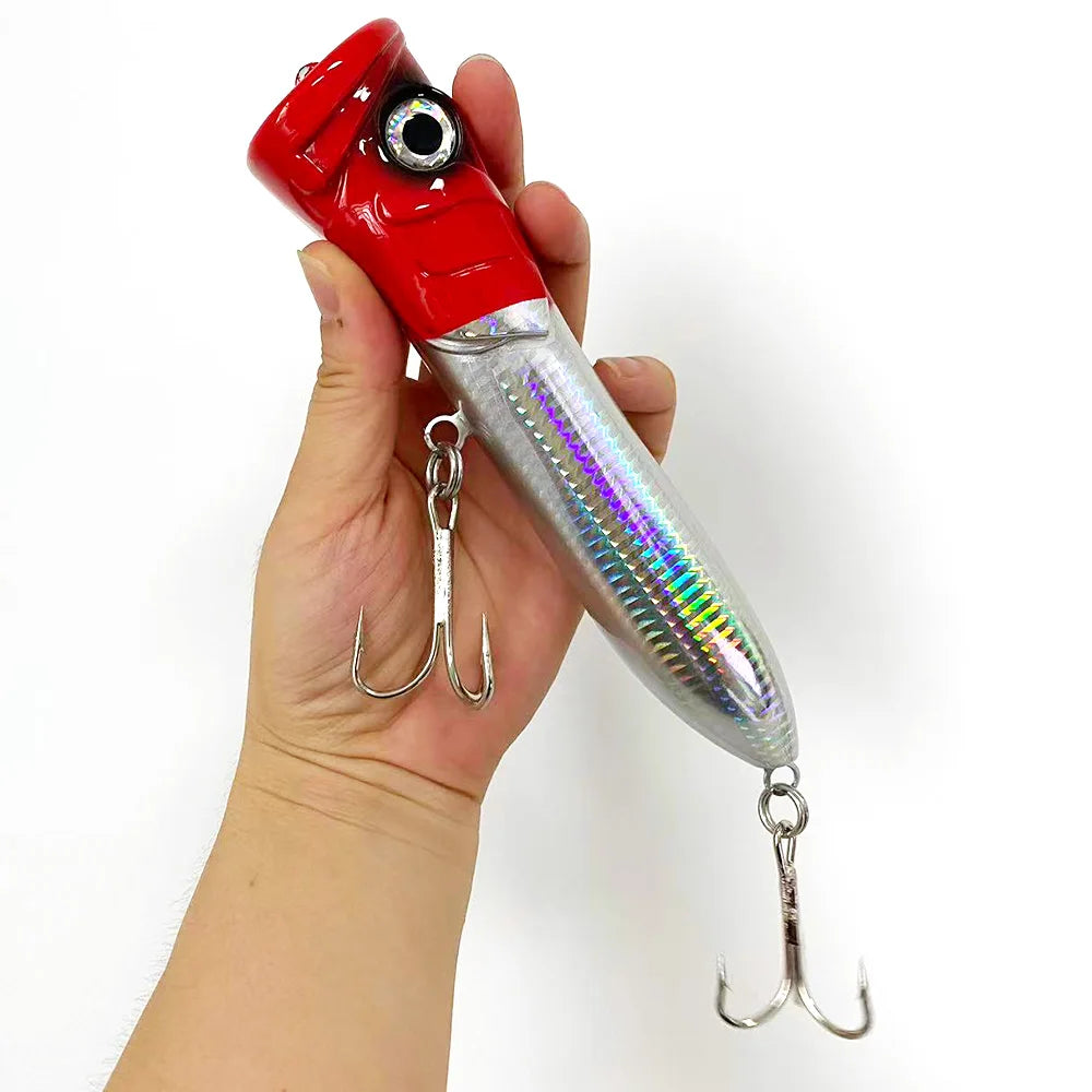 Giant Popper Topwater Lure - 7.28inch/106g Heavy-Duty Saltwater Fishing Look Realistic Popping /Plug - Long Cast for Bass