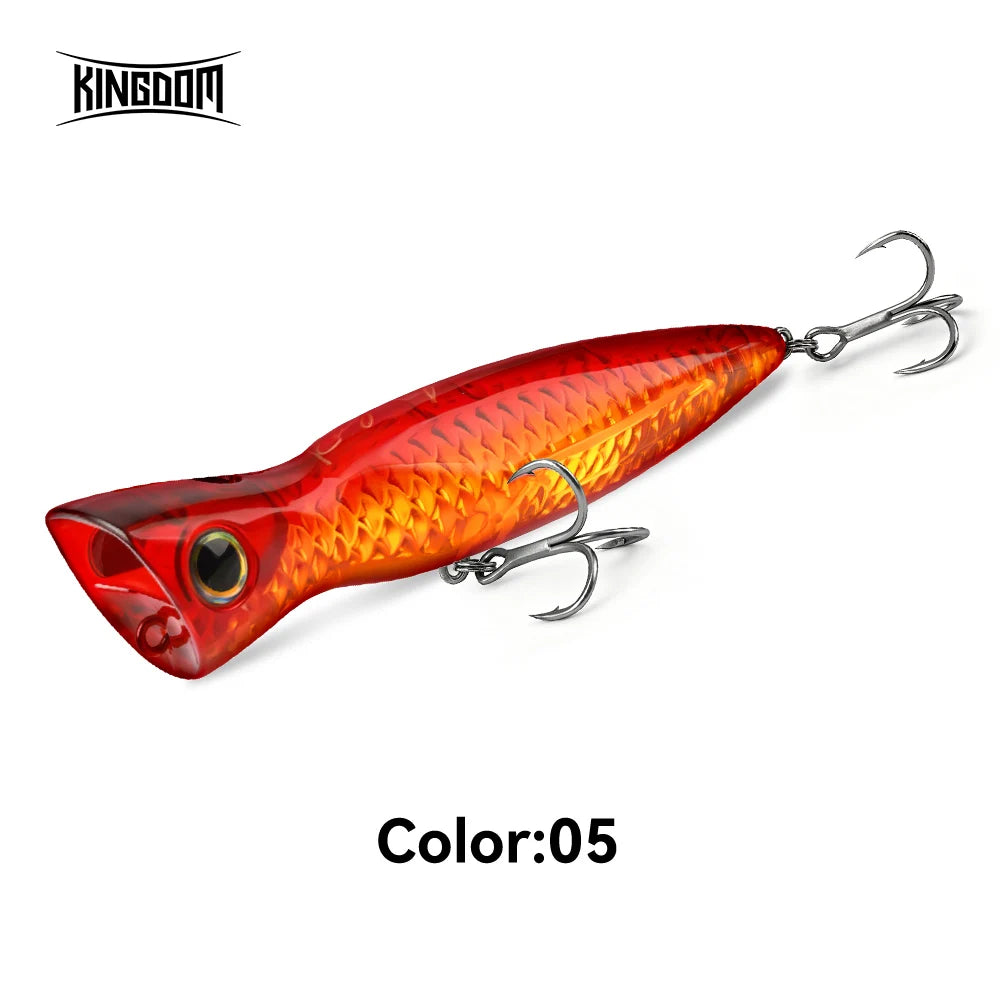 KINGDOM BASSTAOR 005 Topwater Popper Fishing Lure 95mm 110mm 130mm Hard Bait Seabass Lure Saltwater Long Casting Artificial Bait