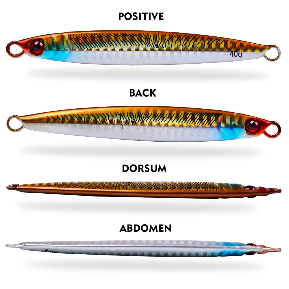PROBEROS 5Pcs Metal Jig Fishing Lures Sea Fishing Jigs Artificial Swimbait Hard Bait Jerkbait Iron Plate Double Hooks Wholesale