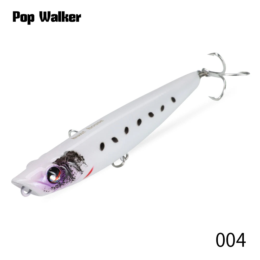 Hunthouse Popper Pencil Fishing Lure Pop Walker Topwater Floating Hard Bait 90mm/11.6g Surface WTD Saltwater Bass Fish Tackle