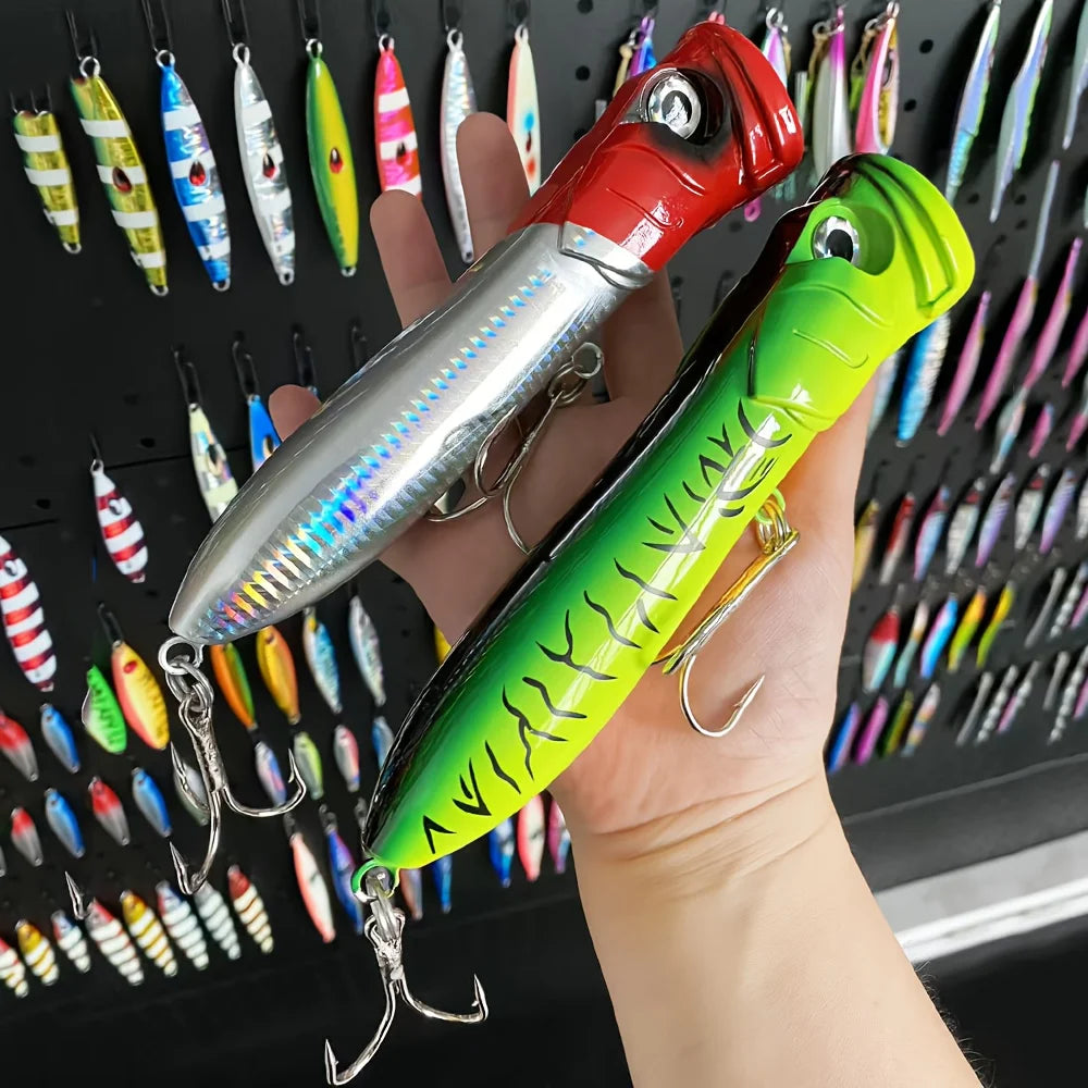 Giant Popper Topwater Lure - 7.28inch/106g Heavy-Duty Saltwater Fishing Look Realistic Popping /Plug - Long Cast for Bass