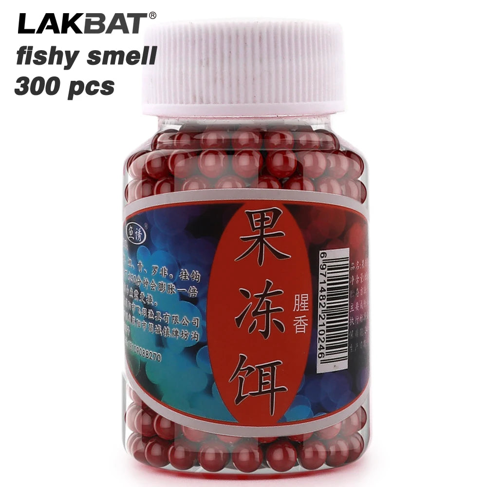 LAKBAT 300PCS Jelly Lure Fishy Aroma Soft Egg Bait Carp Fishing Attractant String Hook Pill Fishing Tackle Pesca Outdoor Goods