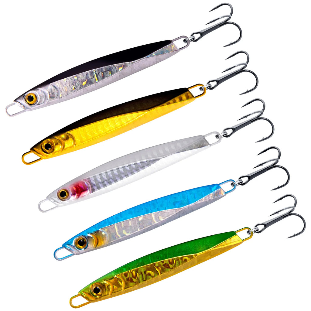 7-56g Sea Fishing Lure Metal Jig Spoon Lure Laser Color Jigging Trolling Long Casting for Sea Trout Mackerel Saltwater