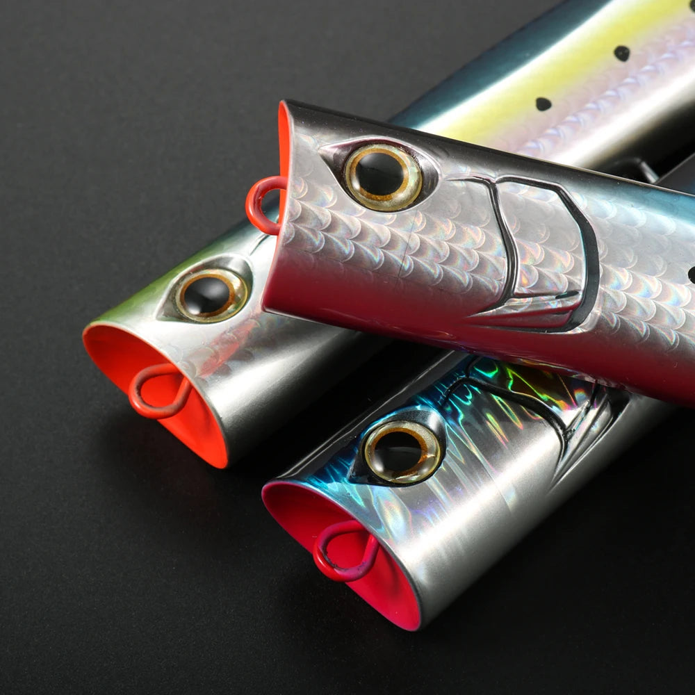 JIGGING PRO 190mm 60g Holographic Floating Popper Saltwater Topwater Fishing Lure Artificial Bait