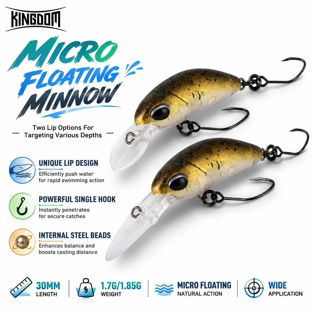 Kingdom Micro Expert Minnow Lure 1.7g 1.85g New Design Lip Artificial Crankbaits Hard Plastic Wobblers For Trout Bass Fishing