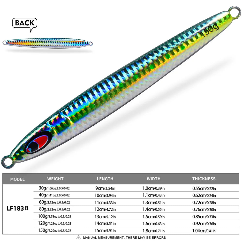 Proberos 30-150g Fish Scale 3D Eye Coating Hard Bait 1PC Metal Iron Plate Slow Pitch Jigging Artificial Bass Saltwater Fish Lure