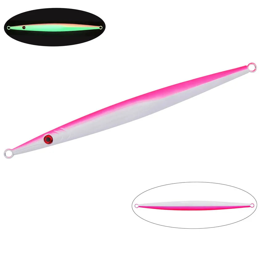 1pcs Metal Jig Lure 60g-300g Sea Fishing Long Strip Quick-Drawing Iron Plate Fish Fast Sinking And Slow Shaking Luminous Bait