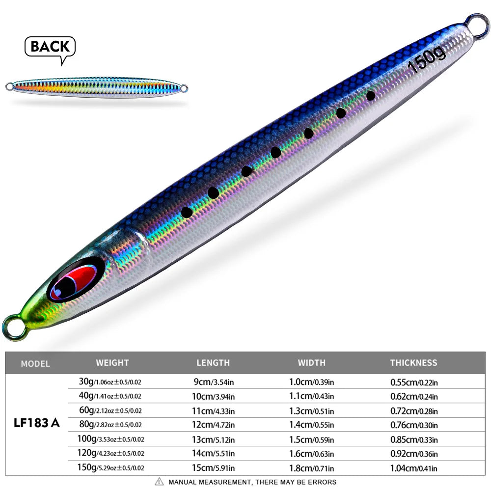 Proberos 30-150g Fish Scale 3D Eye Coating Hard Bait 1PC Metal Iron Plate Slow Pitch Jigging Artificial Bass Saltwater Fish Lure