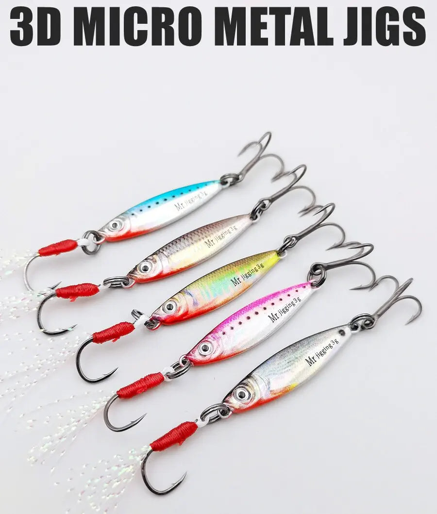 Micro Sized Iron Plate Bait 1.5/3/5g 3D Mini VIB Lure Metal Cast Jig Spoon Pesca Fish Micro Sequin Fishing Lures Artificial Bait