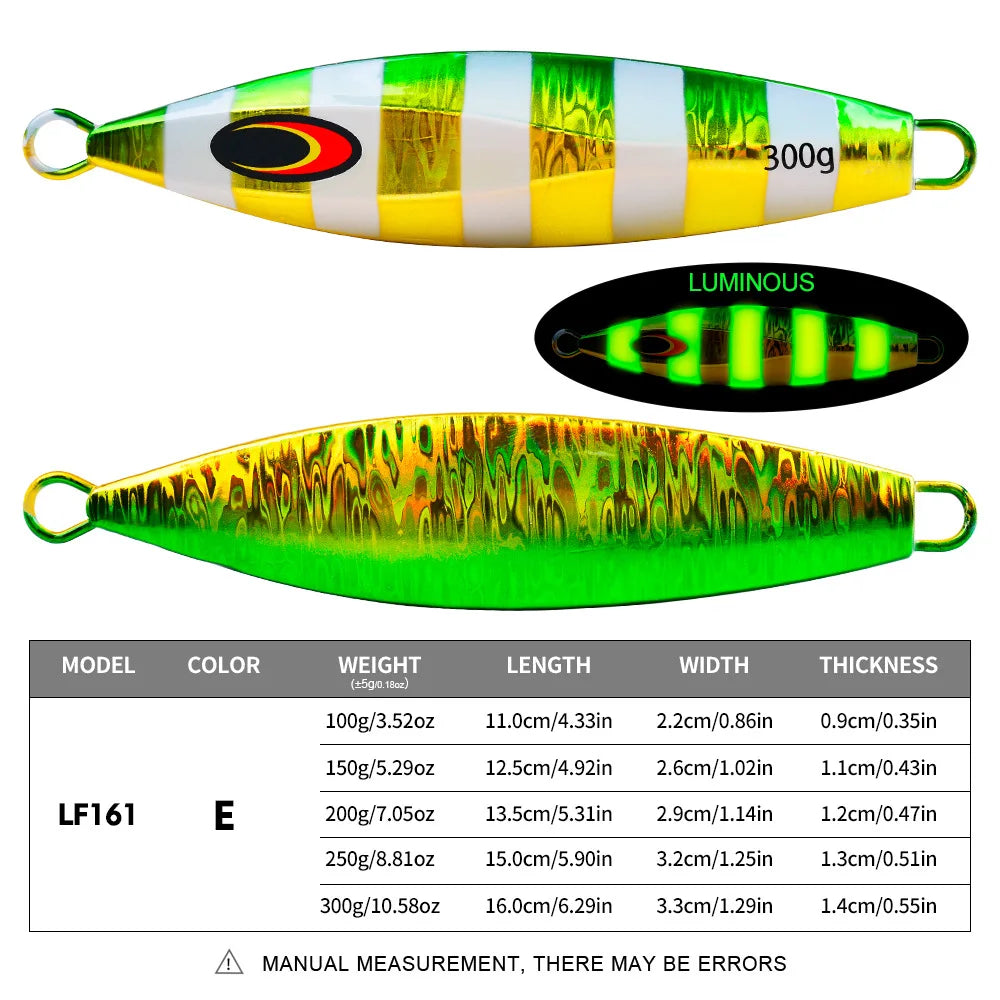 PROBEROS Slow Jigging Lure 100g-300g Deep Sea Spanish Mackerel Iron Jig for Trolling Boat Fishing Large Size Metal JIG
