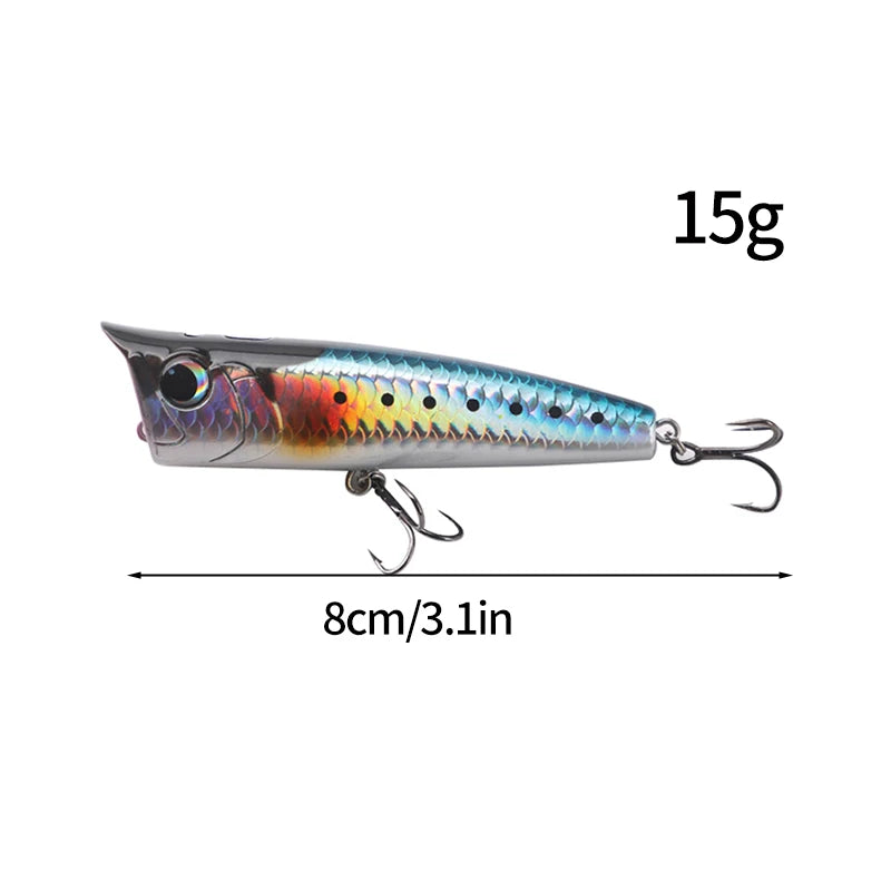 1pc Popper Mare Spinning Fishing Lures15/20g Topwater Popper Artificial Hard Baits Saltwater Topwater Bait for Bass Pike Lures