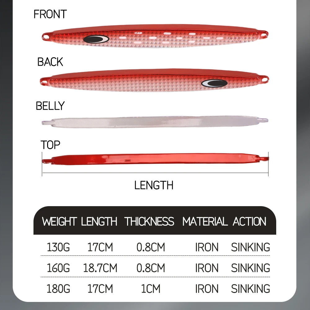 TOLU Nature Boy Iron Fast Sinking Metal Fishing Jig 130g/160g/180g 9 Colors Saltwater Deepsea Fishing Lures