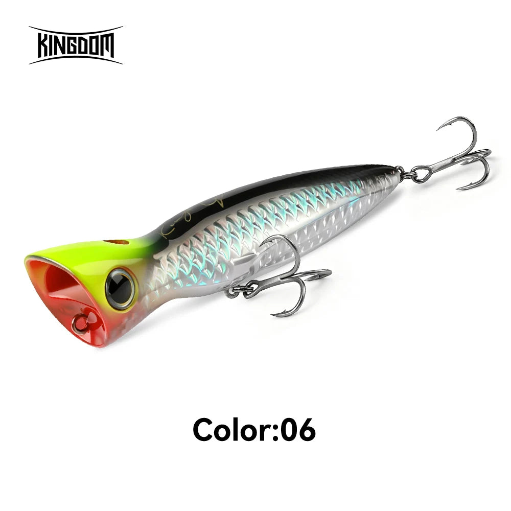 KINGDOM BASSTAOR 005 Topwater Popper Fishing Lure 95mm 110mm 130mm Hard Bait Seabass Lure Saltwater Long Casting Artificial Bait