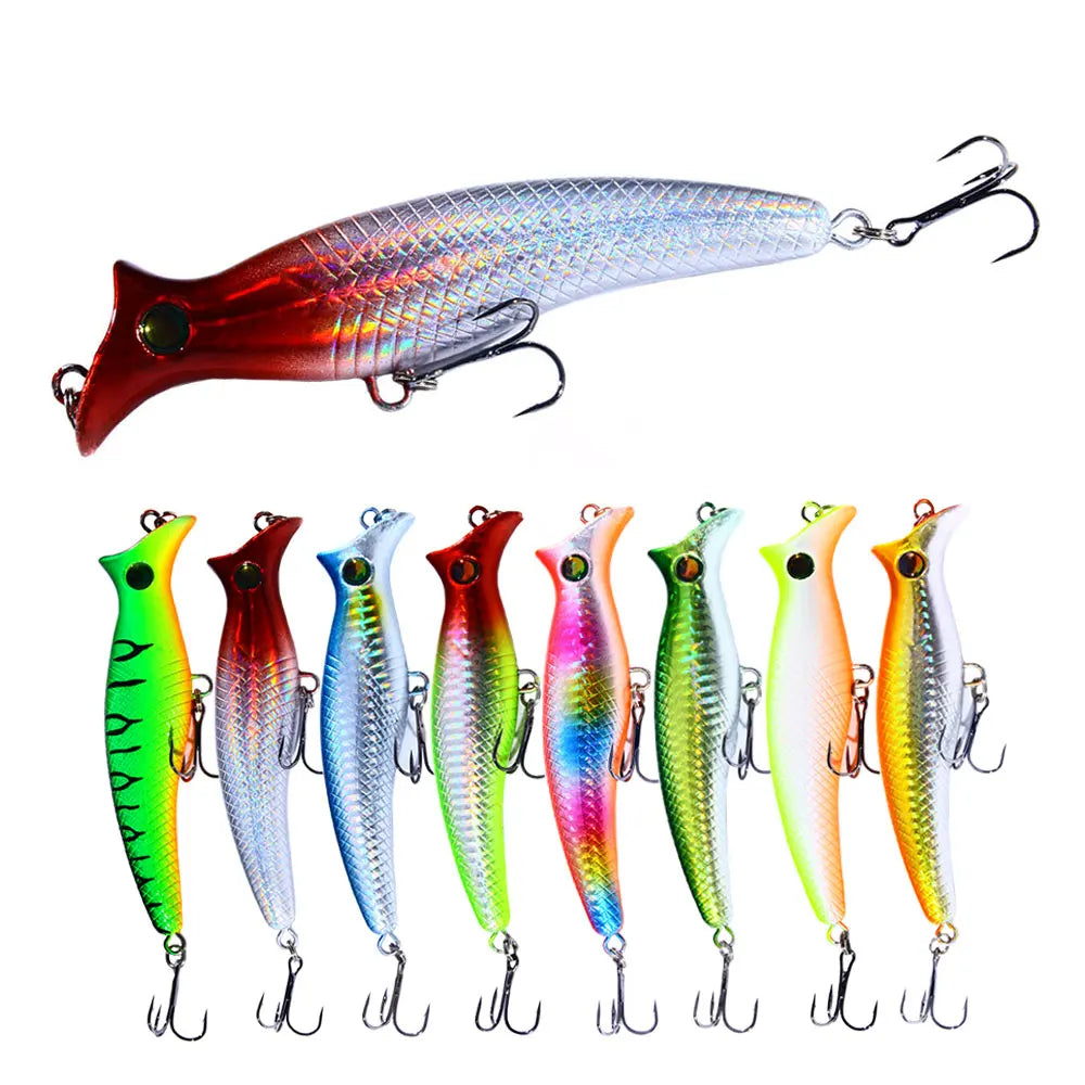 1pc Fishing Lures Topwater Popper Bait 12.5cm 20g Hard Bait Artificial Wobblers Plastic Fishing Tackle with 6# Hooks