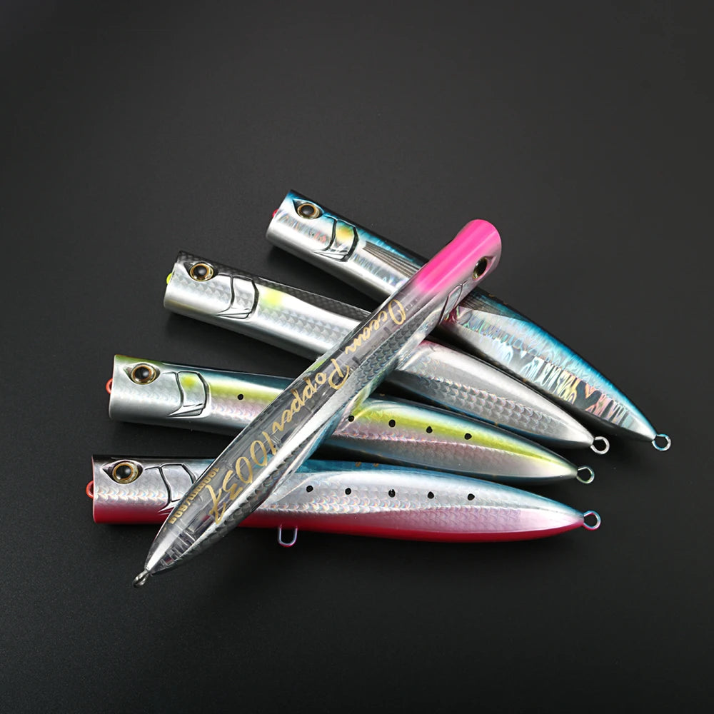 JIGGING PRO 190mm 60g Holographic Floating Popper Saltwater Topwater Fishing Lure Artificial Bait