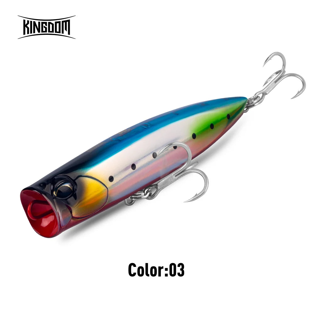 KINGDOM Floating Popper Fishing Lure 135mm 160mm 190mm Topwater Hard Bait  Transparent Popper Wobbler for Saltwater Bass Fishing